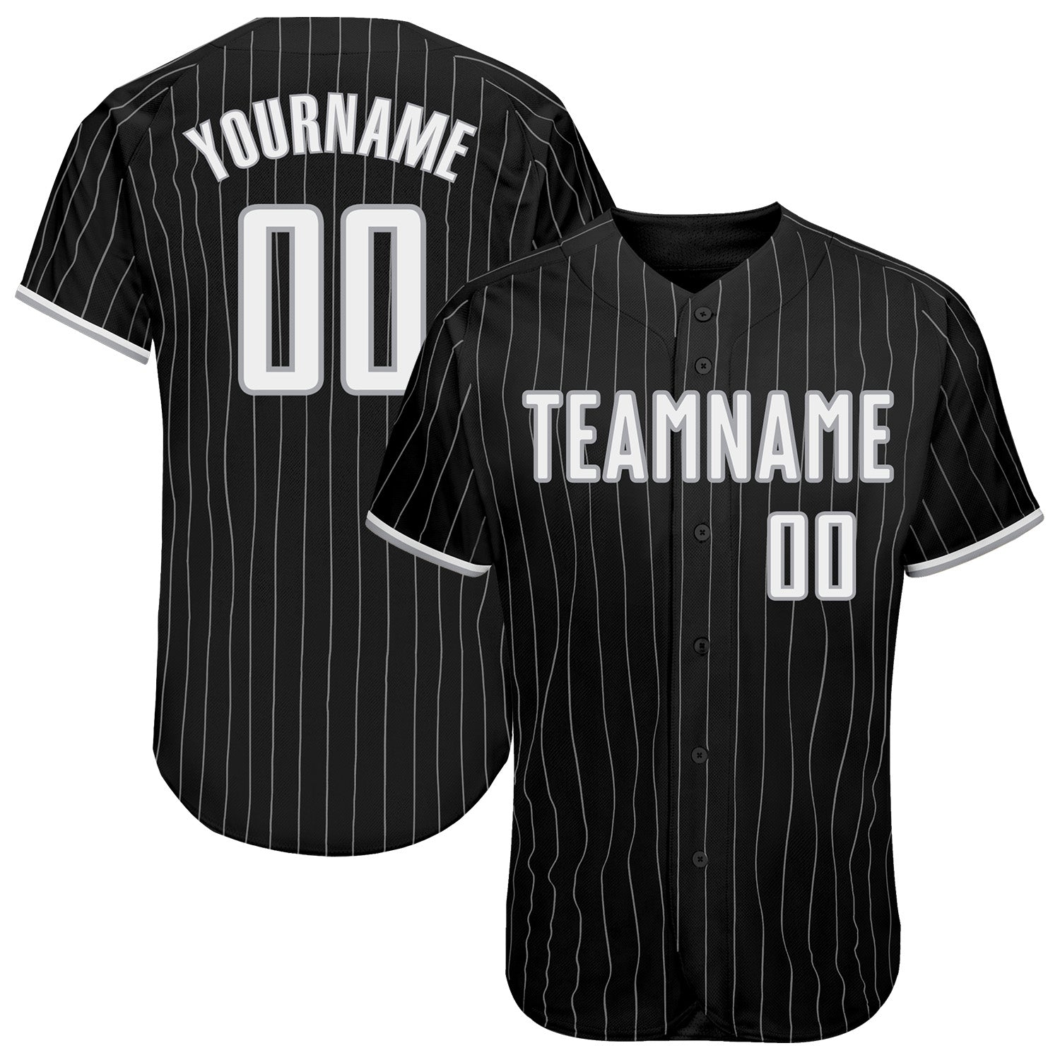 Personalized Black Gray Pinstripe Baseball Jersey for Men and Women 2 Personalized Black Gray Pinstripe White-Gray Baseball