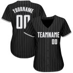Personalized Black Gray Pinstripe Baseball Jersey for Men and Women 2 Personalized Black Gray Pinstripe White-Gray Baseball