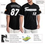 Personalized Baseball Jersey - Black Gray Pinstripe, White-Gray Design, Size 3 Personalized Black Gray Pinstripe White-Gray
