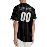Personalized Baseball Jersey - Black Gray Pinstripe, White-Gray Design, Size 3 Personalized Black Gray Pinstripe White-Gray