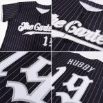 Custom Black Gray Pinstripe Baseball Jersey - Personalized White Gray Design Personalized Black Gray Pinstripe White-Gray