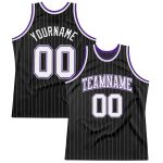 Custom Black Gray Pinstripe Basketball Jersey - White Purple Personalization Available Personalized Black Gray Pinstripe