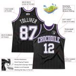 Custom Black Gray Pinstripe Basketball Jersey - White Purple Personalization Available Personalized Black Gray Pinstripe