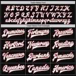 Personalized Black Gray Pinstripe Bomber Varsity Letterman Jacket - Full-Snap White-Red Design Personalized Black Gray Pinstripe