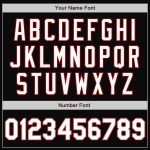 Personalized Black Gray Pinstripe Bomber Varsity Letterman Jacket - Full-Snap White-Red Design Personalized Black Gray Pinstripe