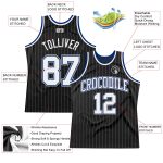 Personalized Black Gray Pinstripe Basketball Jersey for Men - White Royal Sport Apparel Personalized Black Gray Pinstripe