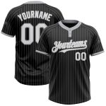 Personalized Unisex Softball Jersey - Black Gray Pinstripe Two-Button, Soft Fabric Personalized Black Gray Pinstripe White