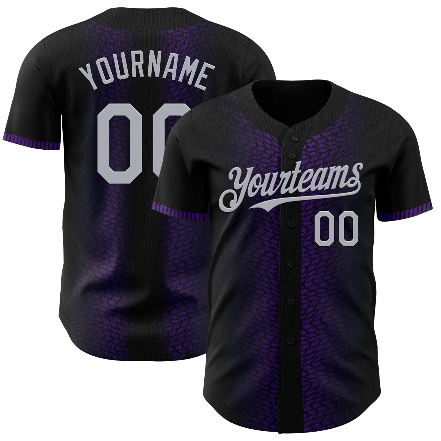 Customizable 3D Geometric Shapes Black Gray Purple Baseball Jersey with Personalized Name and Number Personalized Black Gray-Purple