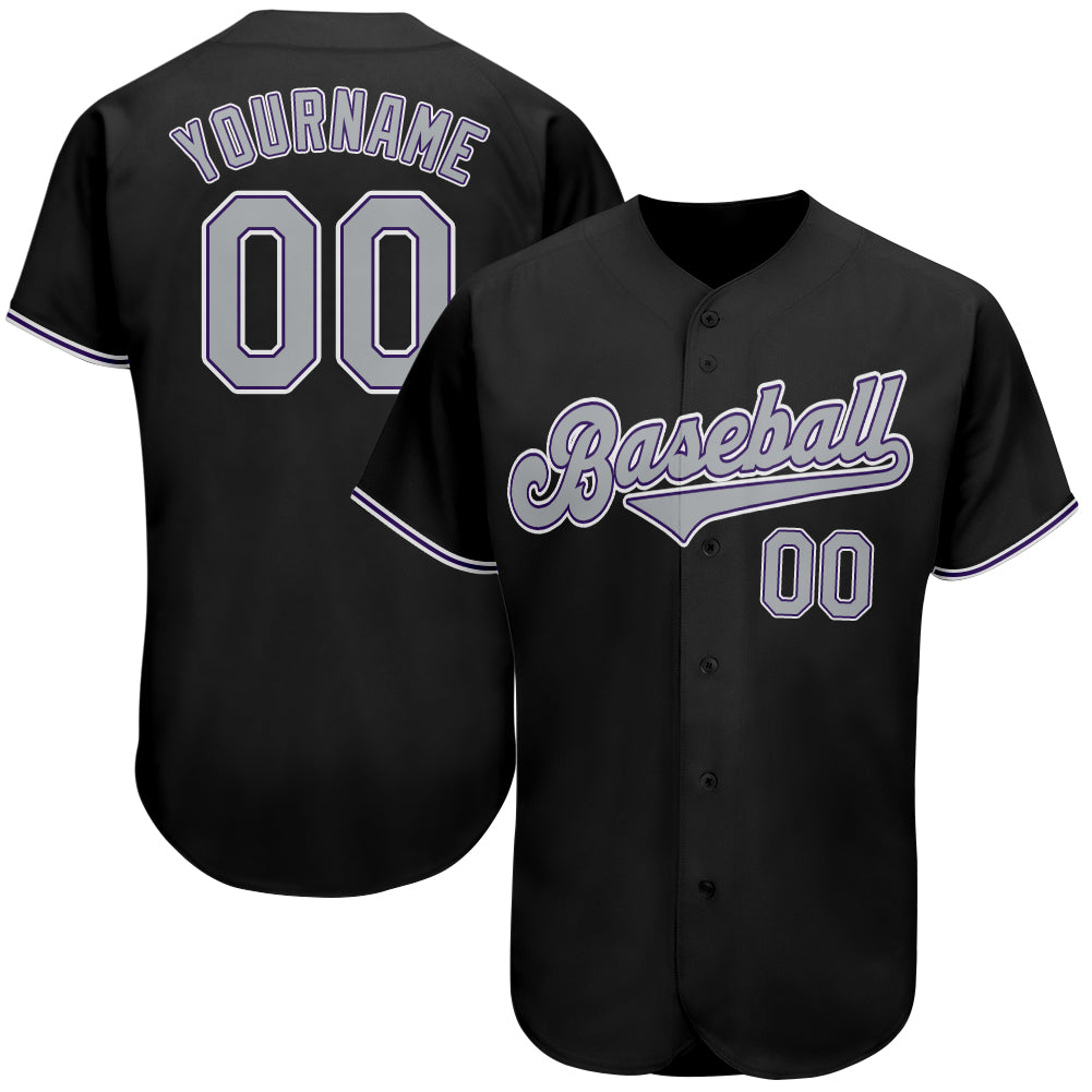Personalized Black Gray Purple Baseball Jersey - Authentic Custom Team Gear Personalized Black Gray-Purple Authentic Baseball