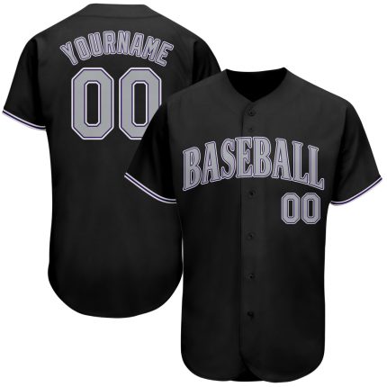 Custom Name and Number Black Gray-Purple Authentic Baseball Jersey - Personalized Team Apparel Personalized Black Gray-Purple