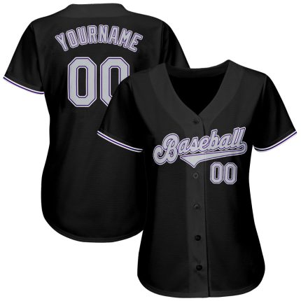 Personalized Black Gray Purple Baseball Jersey for Men Women - Custom Sports Apparel Personalized Black Gray-Purple Baseball