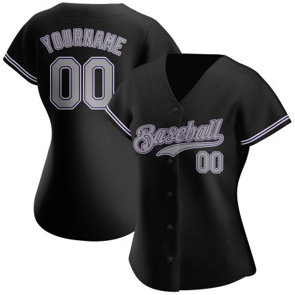 Custom Baseball Jersey in Black Gray-Purple - Personalized Design, Size 3 Personalized Black Gray-Purple Baseball Jersey