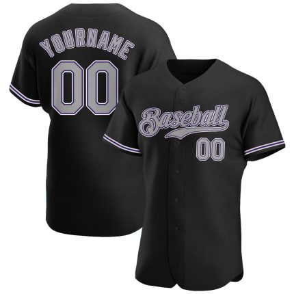 Custom Baseball Jersey in Black Gray-Purple - Personalized Design, Size 3 Personalized Black Gray-Purple Baseball Jersey