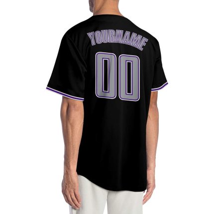 Custom Black Gray-Purple Baseball Jersey for Men and Women - Personalized Sports Jersey Personalized Black Gray-Purple Baseball