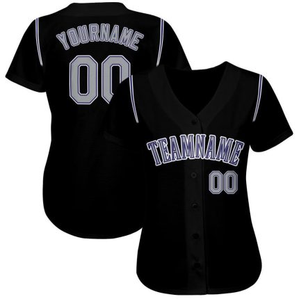 Custom Black Gray Purple Baseball Jersey for Men and Women Personalized Black Gray-Purple Baseball Jersey