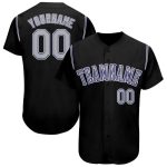 Custom Name and Number Personalized Black Gray Purple Baseball Jersey Personalized Black Gray-Purple Baseball Jersey Team
