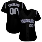 Custom Name and Number Personalized Black Gray Purple Baseball Jersey Personalized Black Gray-Purple Baseball Jersey Team