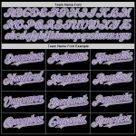 Custom Team Name Number Bomber Hoodie Jacket Full-Snap Varsity Black Gray Purple Personalized Black Gray-Purple Bomber Full-Snap
