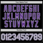 Custom Team Name Number Bomber Hoodie Jacket Full-Snap Varsity Black Gray Purple Personalized Black Gray-Purple Bomber Full-Snap