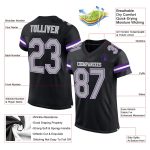 Personalized Black Gray Purple Football Jersey - Custom Mesh Sports Apparel Personalized Black Gray-Purple Mesh Football