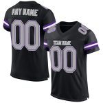 Personalized Black Gray Purple Football Jersey - Custom Mesh Sports Apparel Personalized Black Gray-Purple Mesh Football