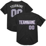 Custom Black Gray Purple Mesh Baseball Jersey for Men and Women Personalized Black Gray-Purple Mesh Throwback Baseball Jersey