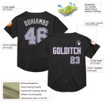 Custom Black Gray Purple Mesh Baseball Jersey for Men and Women Personalized Black Gray-Purple Mesh Throwback Baseball Jersey