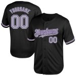 Customizable Black Gray Purple Mesh Baseball Jersey - Throwback Style Personalized Black Gray-Purple Mesh Throwback Baseball