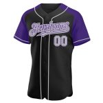 Personalized Baseball Jersey Black Gray-Purple Raglan Sleeves for Men and Women Personalized Black Gray-Purple Raglan Sleeves
