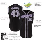 Personalized Baseball Jersey in Black, Gray, and Purple - Sleeveless Design Personalized Black Gray-Purple Sleeveless Baseball
