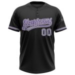 Personalized Unisex Softball Jersey - Black Gray-Purple Two-Button Design Personalized Black Gray-Purple Two-Button Unisex