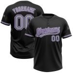 Custom Name and Number Unisex Softball Jersey in Black Gray-Purple - Two-Button Design Personalized Black Gray-Purple Two-Button