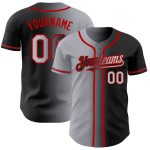 Custom Name Number Baseball Jersey - Personalized Black Gray Red Gradient Authentic Fashion Team Jersey Personalized Black