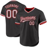 Personalized Authentic Throwback Baseball Jersey in Black Gray-Red Design Personalized Black Gray-Red Authentic Throwback