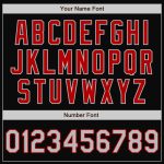 Personalized Two Tone Varsity Letterman Jacket Black Gray-Red Full-Snap Bomber Personalized Black Gray-Red Bomber Full-Snap