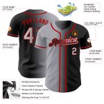 Personalized Black Gray Red Gradient Baseball Jersey for Men Women Fashion Personalized Black Gray-Red Gradient Fashion Baseball