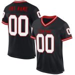 Personalized Black Gray Red Throwback Football Jersey - Custom Sports Apparel Personalized Black Gray-Red Mesh Throwback