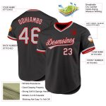 Custom Black Gray Red Throwback Baseball Jersey - Personalized Sports Apparel Personalized Black Gray-Red Throwback Baseball