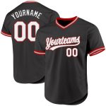 Personalized Black Gray Red Baseball Jersey for Men - Throwback Style Personalized Black Gray-Red Throwback Baseball Jersey