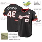 Personalized Black Gray Red Baseball Jersey for Men - Throwback Style Personalized Black Gray-Red Throwback Baseball Jersey