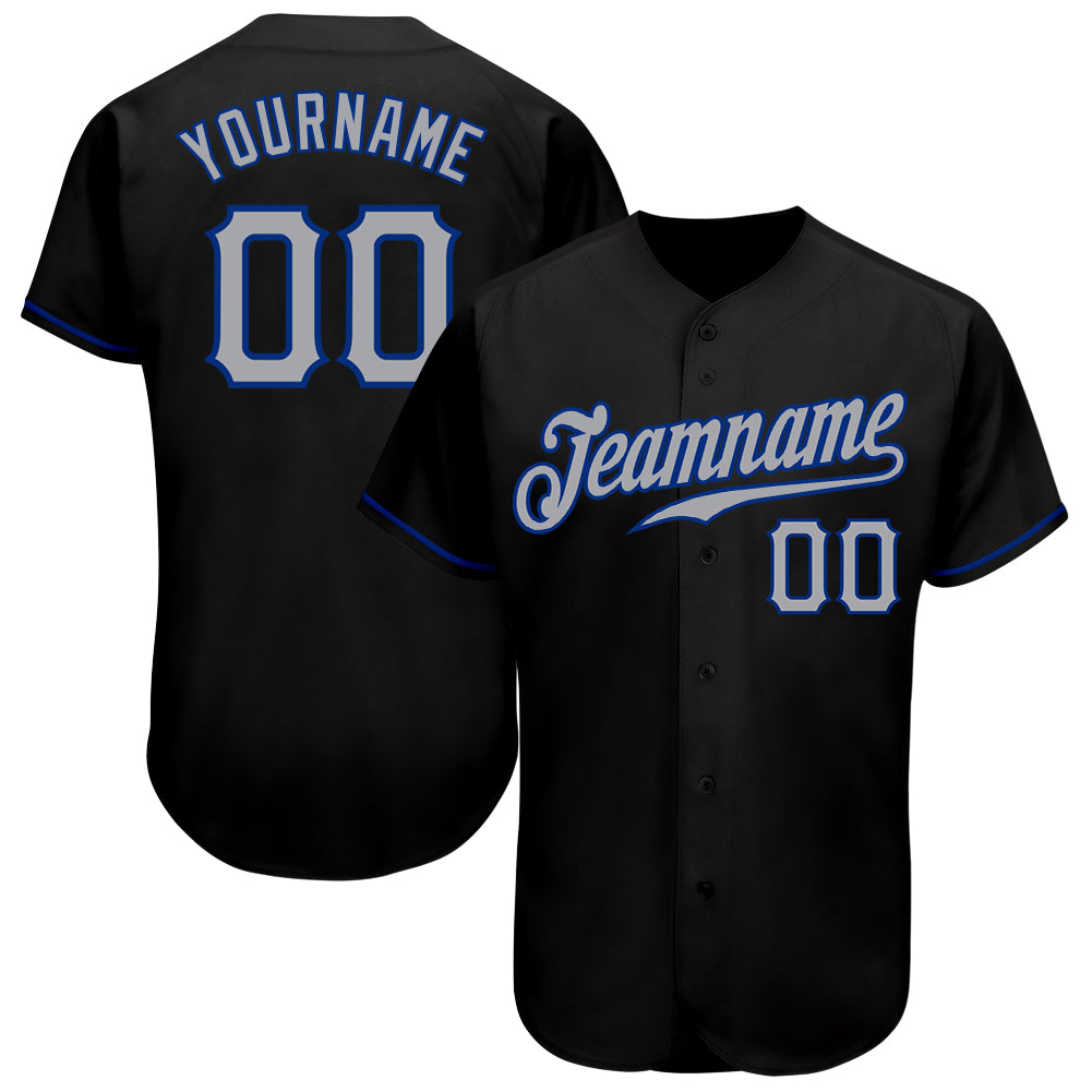 Personalized Black Gray Royal Baseball Jersey for Men - Custom Sports Apparel Personalized Black Gray-Royal Baseball Jersey
