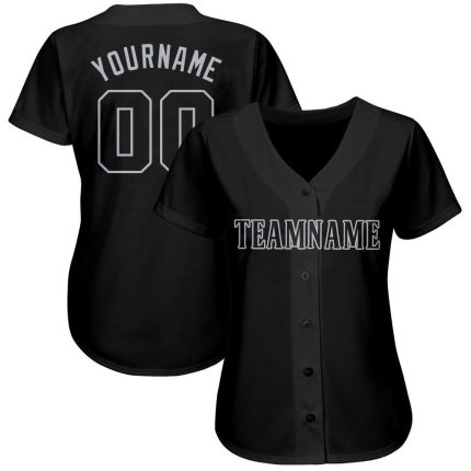 Custom Name and Number Black Gray Softball Jersey - Personalized Team Apparel Personalized Black Gray Softball Jersey Team