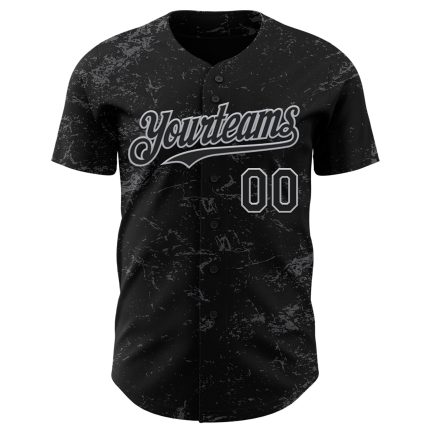 Personalized Black Gray Steel 3D Abstract Splatter Texture Baseball Jersey Personalized Black Gray-Steel Gray 3D Abstract