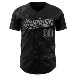 Custom Name and Number Baseball Jersey - Personalized Black and Gray 3D Splatter Texture Design, Unique Team Apparel Personalized
