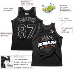 Personalized Basketball Jersey - Black Gray & Steel Gray Throwback Design Personalized Black Gray-Steel Gray Throwback Basketball