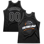 Personalized Basketball Jersey - Black Gray & Steel Gray Throwback Design Personalized Black Gray-Steel Gray Throwback Basketball