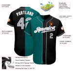 Custom Team Name & Number Baseball Jersey - Personalized Black Gray-Teal Authentic Split Style Personalized Black Gray-Teal