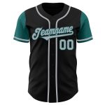 Custom Two Tone Baseball Jersey - Personalized Black Gray Teal with Name and Number Personalized Black Gray-Teal Authentic