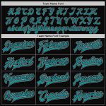 Personalized Two Tone Black Gray-Teal Varsity Letterman Bomber Full-Snap Jacket Personalized Black Gray-Teal Bomber Full-Snap