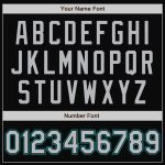 Custom Name and Number Personalized Varsity Letterman Jacket Black Gray-Teal Bomber Full-Snap Design Personalized Black Gray-Teal